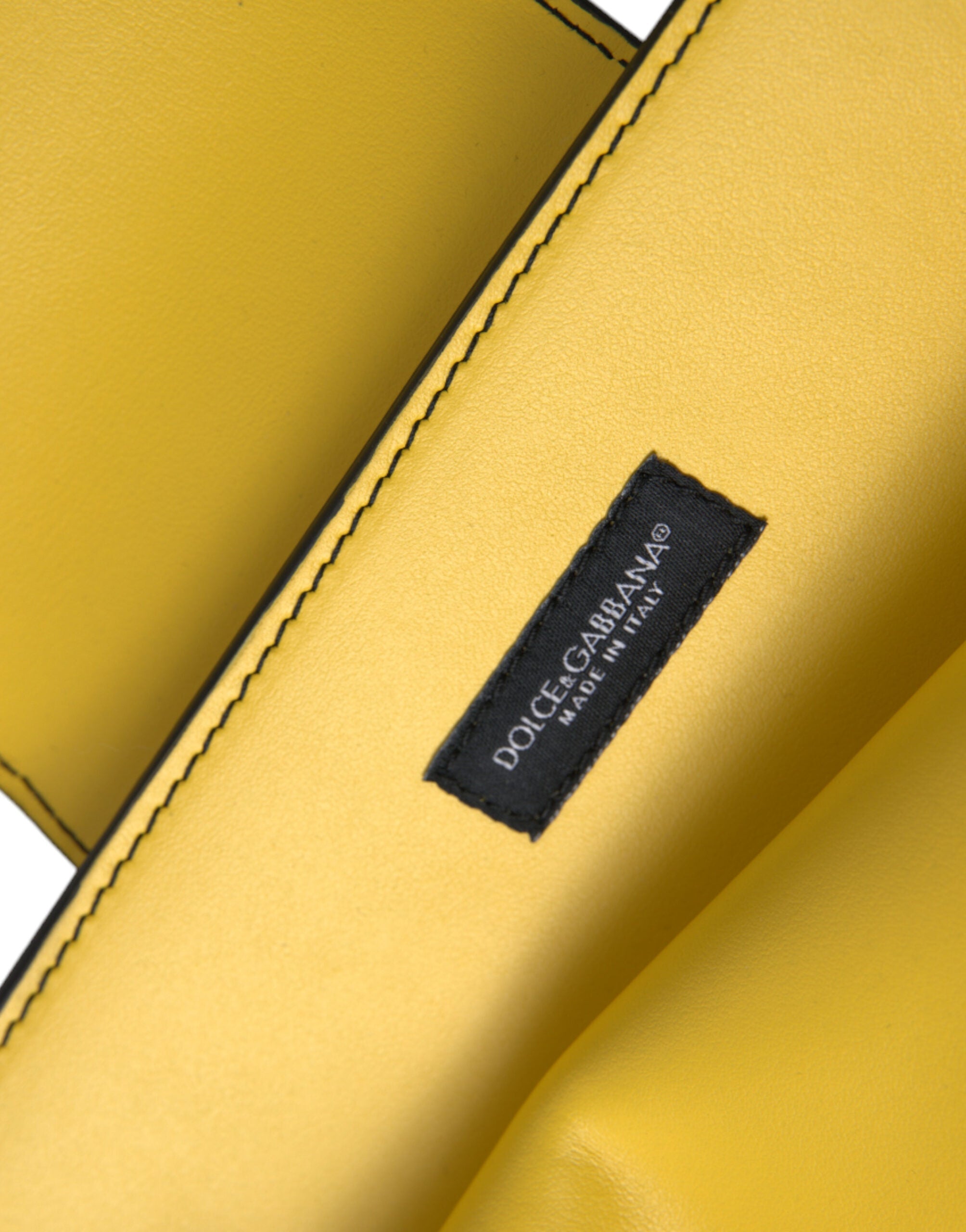 Dolce & Gabbana Yellow Smooth Leather DG Logo Clutch Crossbody Case Bag