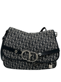 Christian Dior Vintage Cd Flap Messenger Bag Diorissimo Canvas Navy Canvas Shoulder Bag Bag (Pre-Owned)