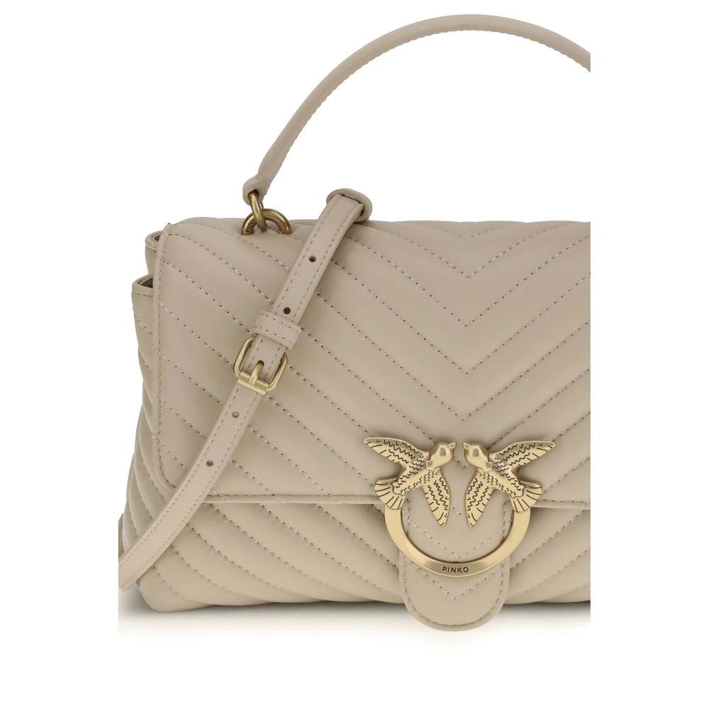 PINKO Beige Calf Leather Bos Taurus Handbag