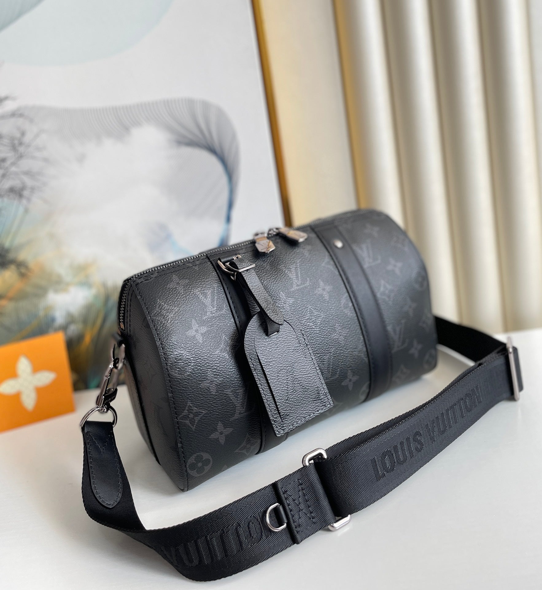 Louis Vuitton City Keepall Monogram Eclipse/Monogram Eclipse Reverse For Men, Bags, Shoulder And Crossbody Bags 10.6in/27cm Louis Vuitton M45936
