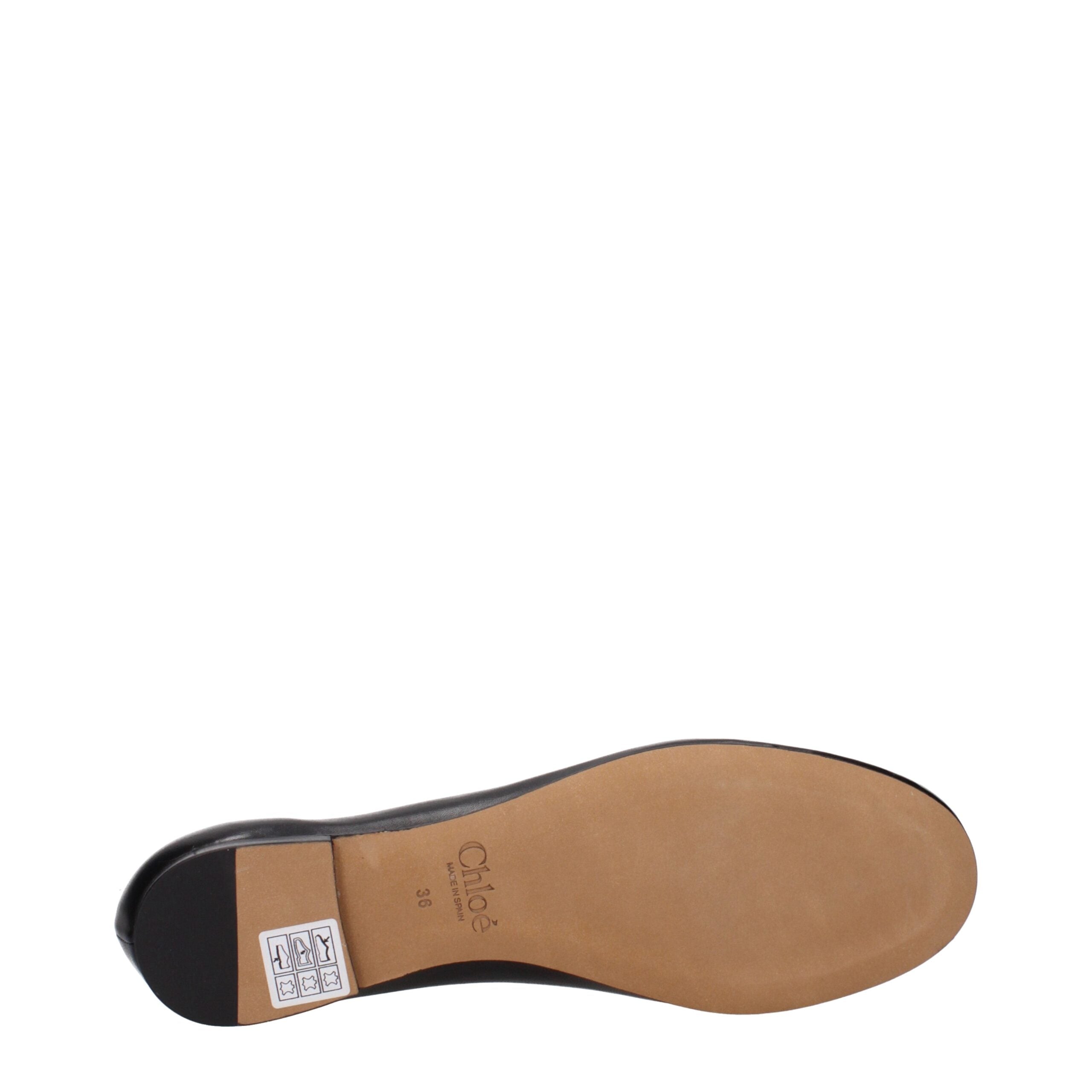 Chloé Black Leather Ballet Women's Flats