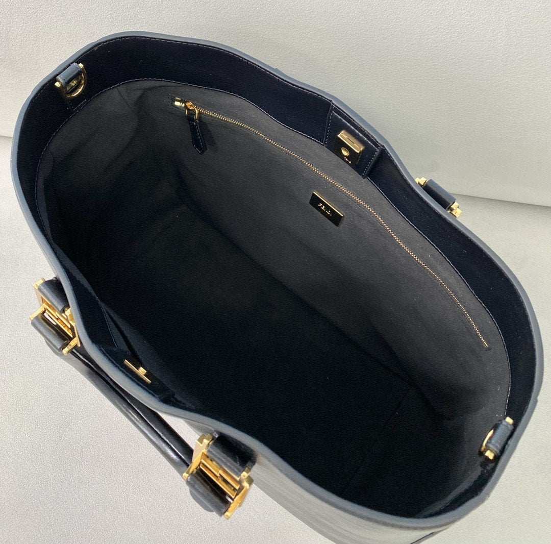 MeDiorum FF Tote Shoulder Black Bag For Woman 38cm/15in