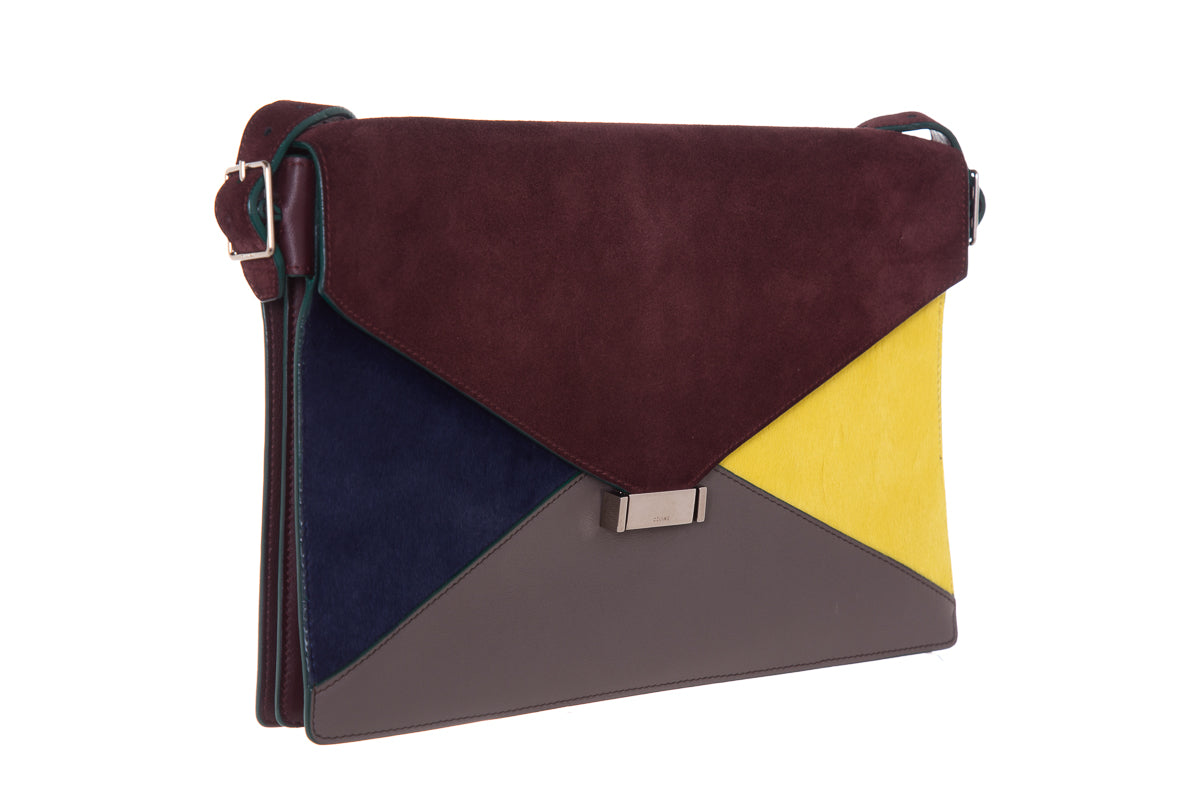 Celineline Multicolor Diamond Suede & Pony Hair Shoulder Bag