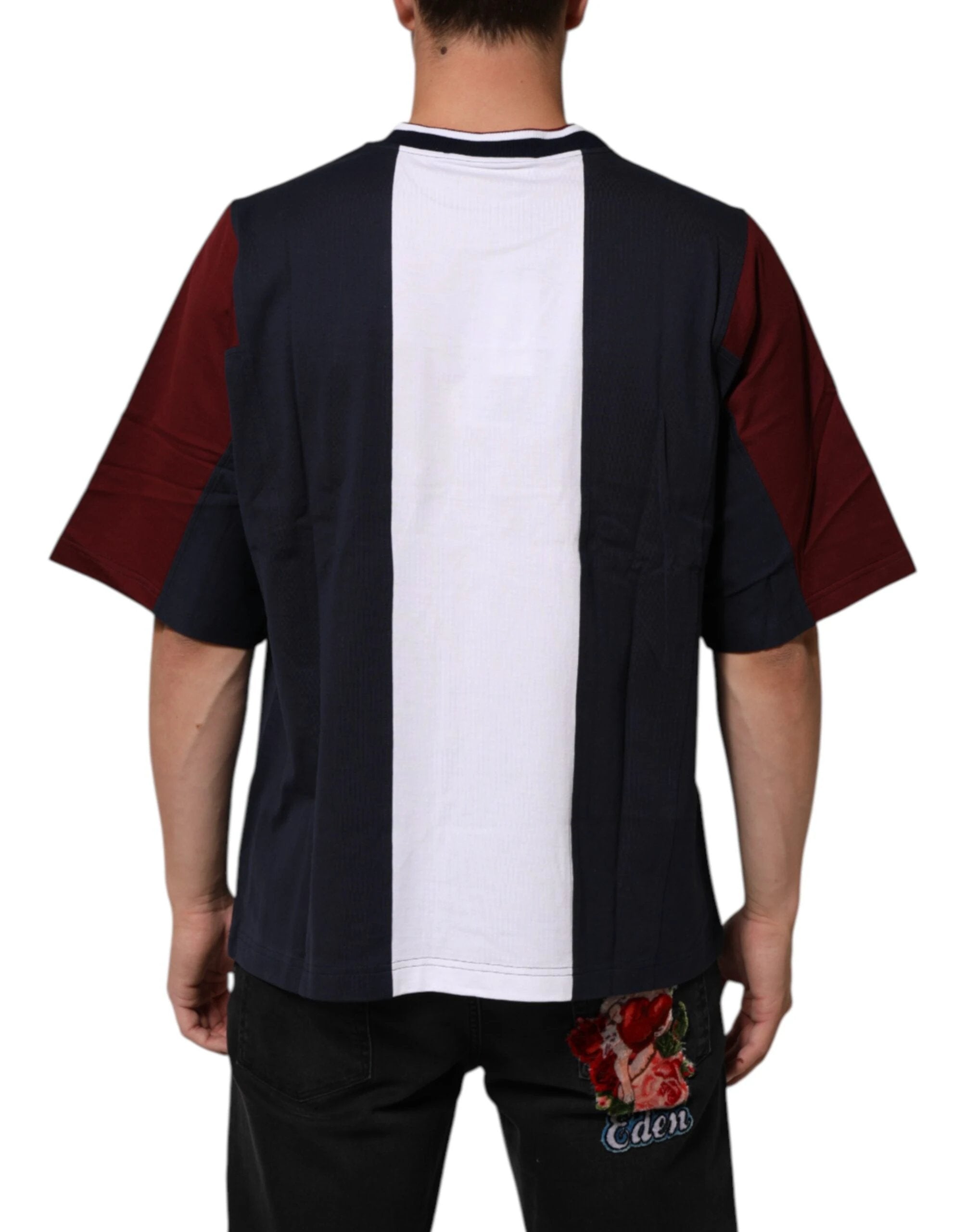 Dolce & Gabbana Multicolor Striped Cotton Men Crew Neck T-shirt