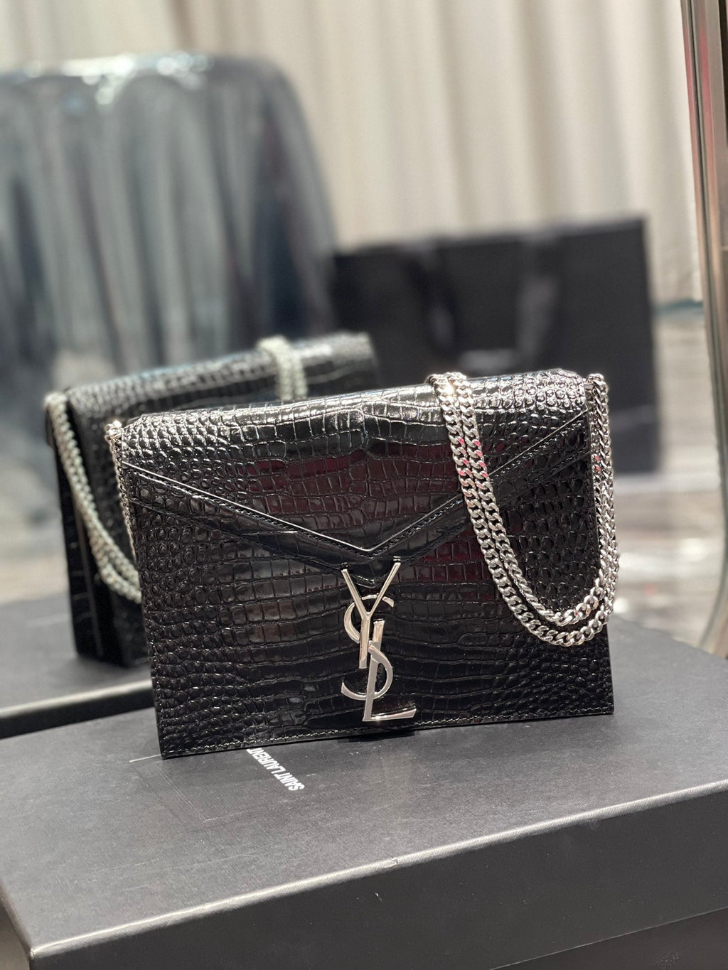 YSSL Cassandra Medium Chain Bag Black For Women 8in/22cm YSL
