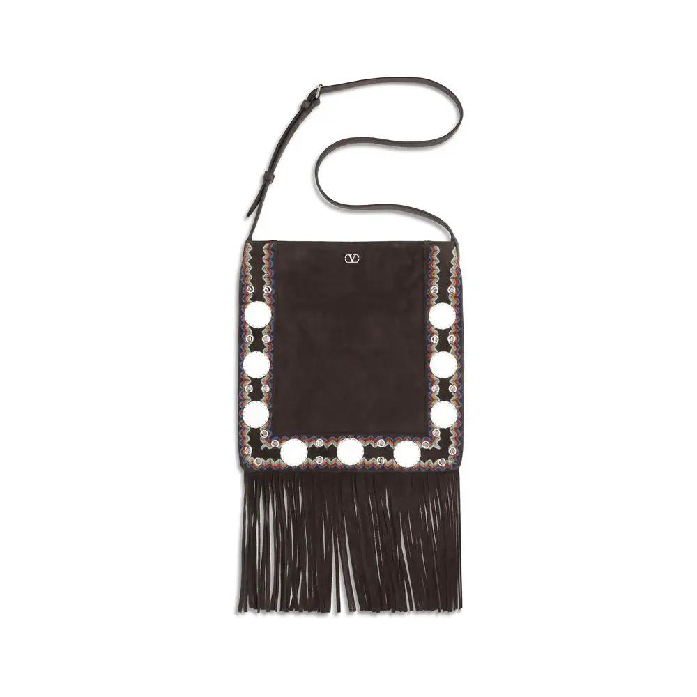 Valentino Garavani Brown Suede Leather Shoulder Bag