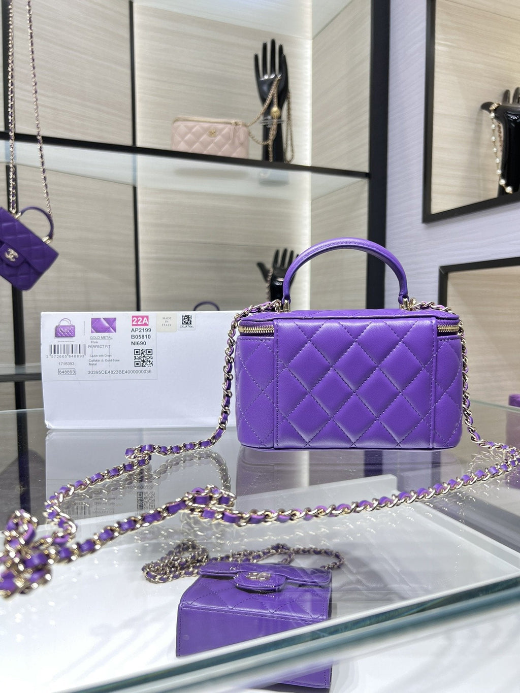 Chanelouis Vuittonanity With Chain SiLouis Vuittoner Hardware Purple For Women Handbags, Shoulder Bags 6.7in/17cm