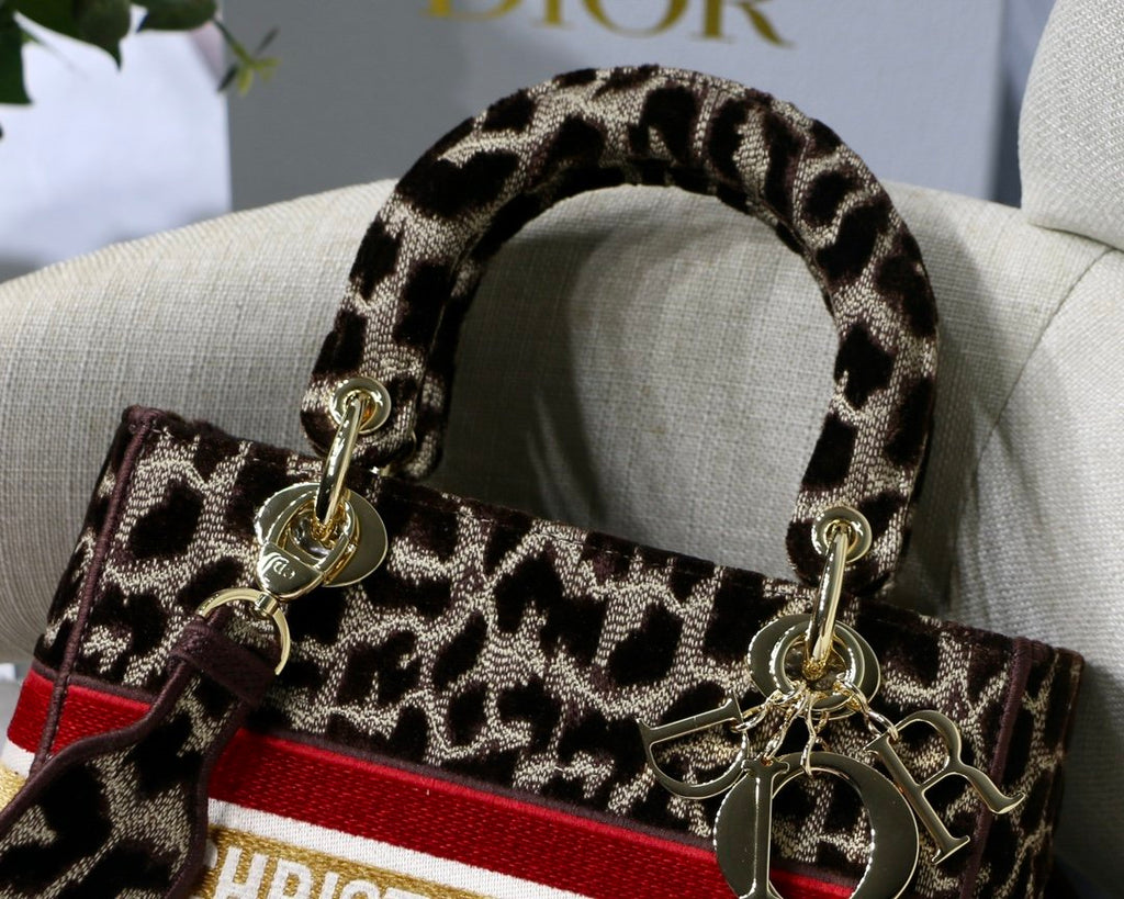 Dior MeDiorum Lady D-Lite Bag, Leopard Brown Handbags, Crossbody Bags, 24cm CD