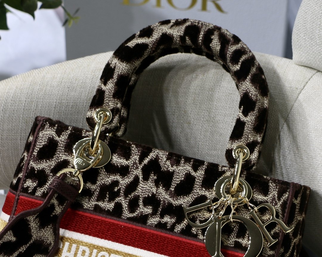 Dior MeDiorum Lady D-Lite Bag, Leopard Brown Handbags, Crossbody Bags, 24cm CD
