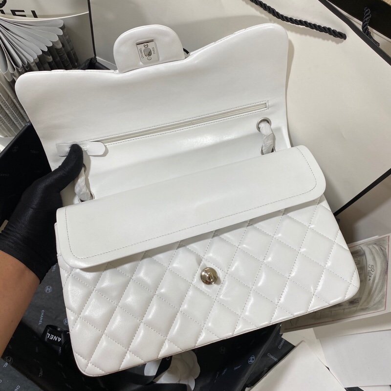 ChanelLarge Classic Handbag SiLouis Vuittoner Hardware White For Women, Women’s Handbags, Shoulder Bags 11.8in/30cm