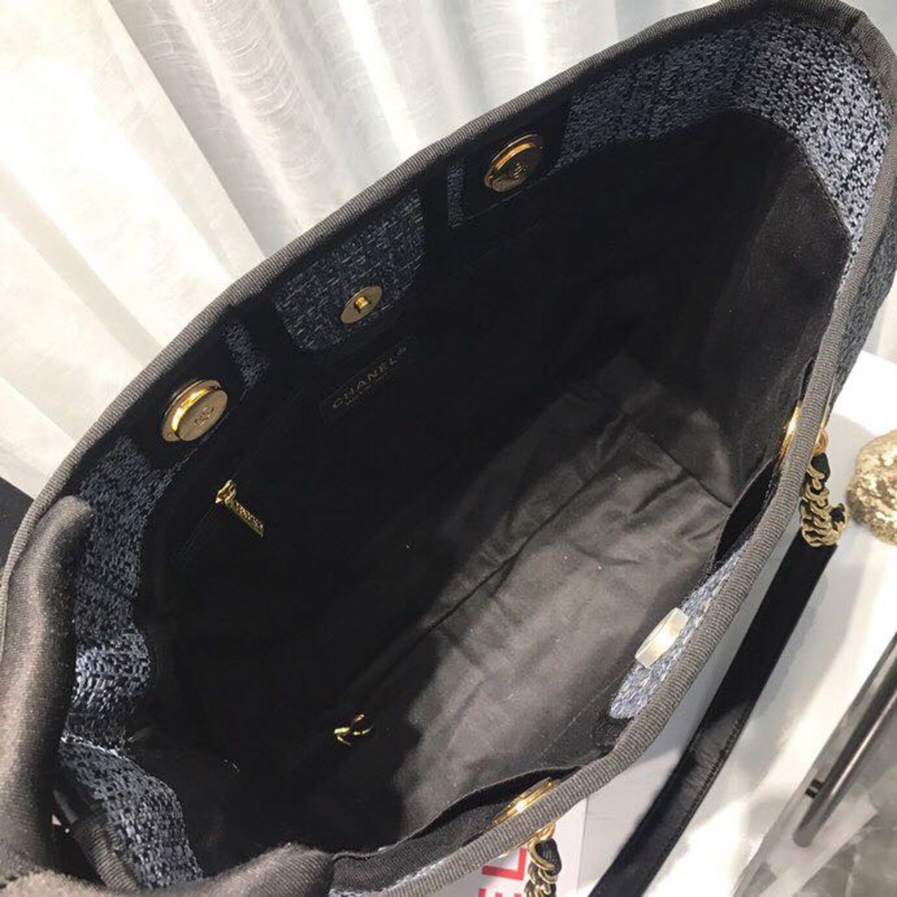 Chanel Deauville Chain Shoulder Tote Bag Dark Grey For Women Handbags, Shoulder Bags 13.3in/34cm A66939