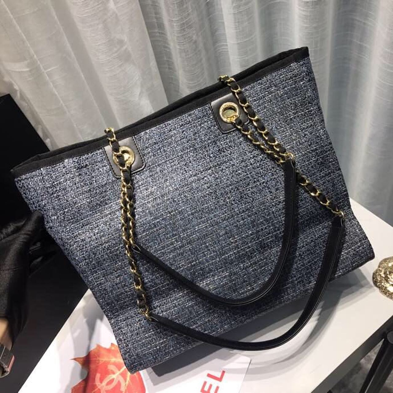 Chanel Deauville Chain Shoulder Tote Bag Dark Grey For Women Handbags, Shoulder Bags 13.3in/34cm A66939