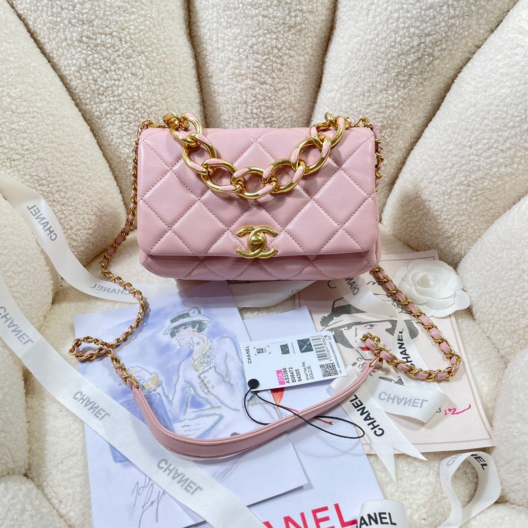 Chanel GlamIap Bag Gold Hardware PiNike For Women Handbags, Shoulder Bags 7.9in/20cm AS3366