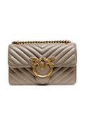 PINKO Grey Leather Love One Mini Shoulder Bag