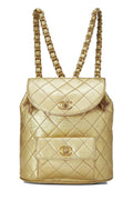 Chanel,  Gold Metallic Lambskin Classic Backpack Mini, Gold