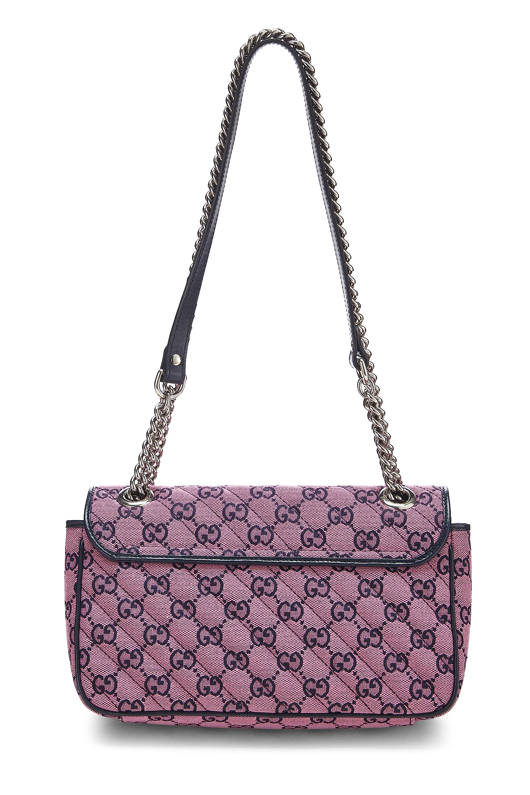 Gucci,  Pink Canvas GG Marmont Shoulder Bag Small, Pink