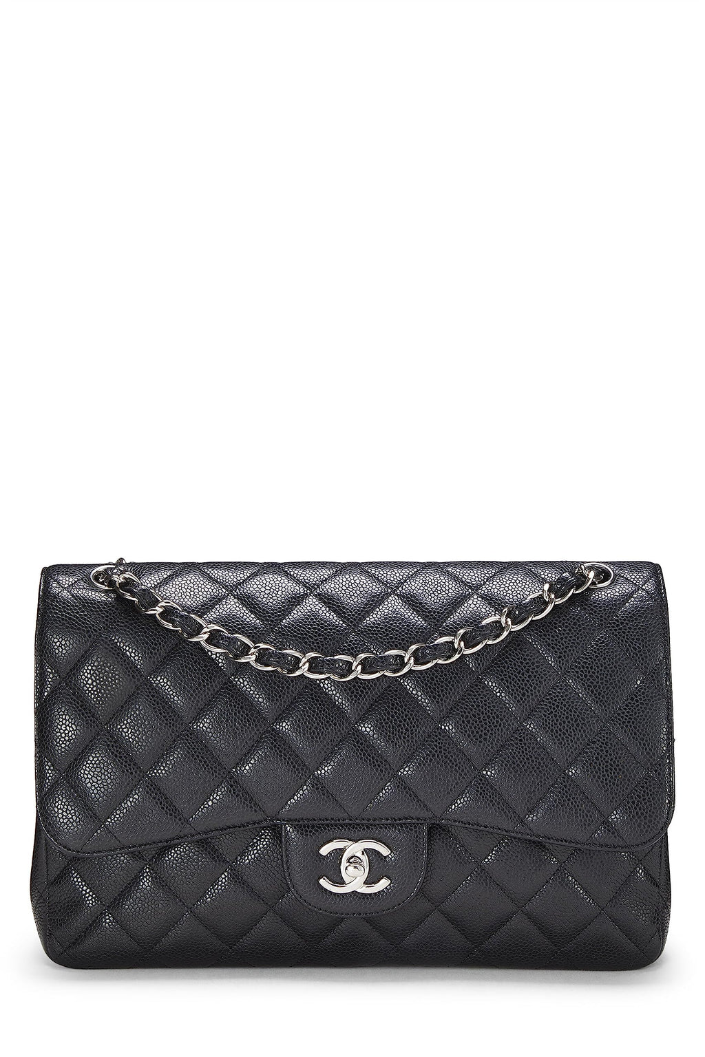 Chanel,  Black Quilted Caviar New Classic Flap Jumbo, Black