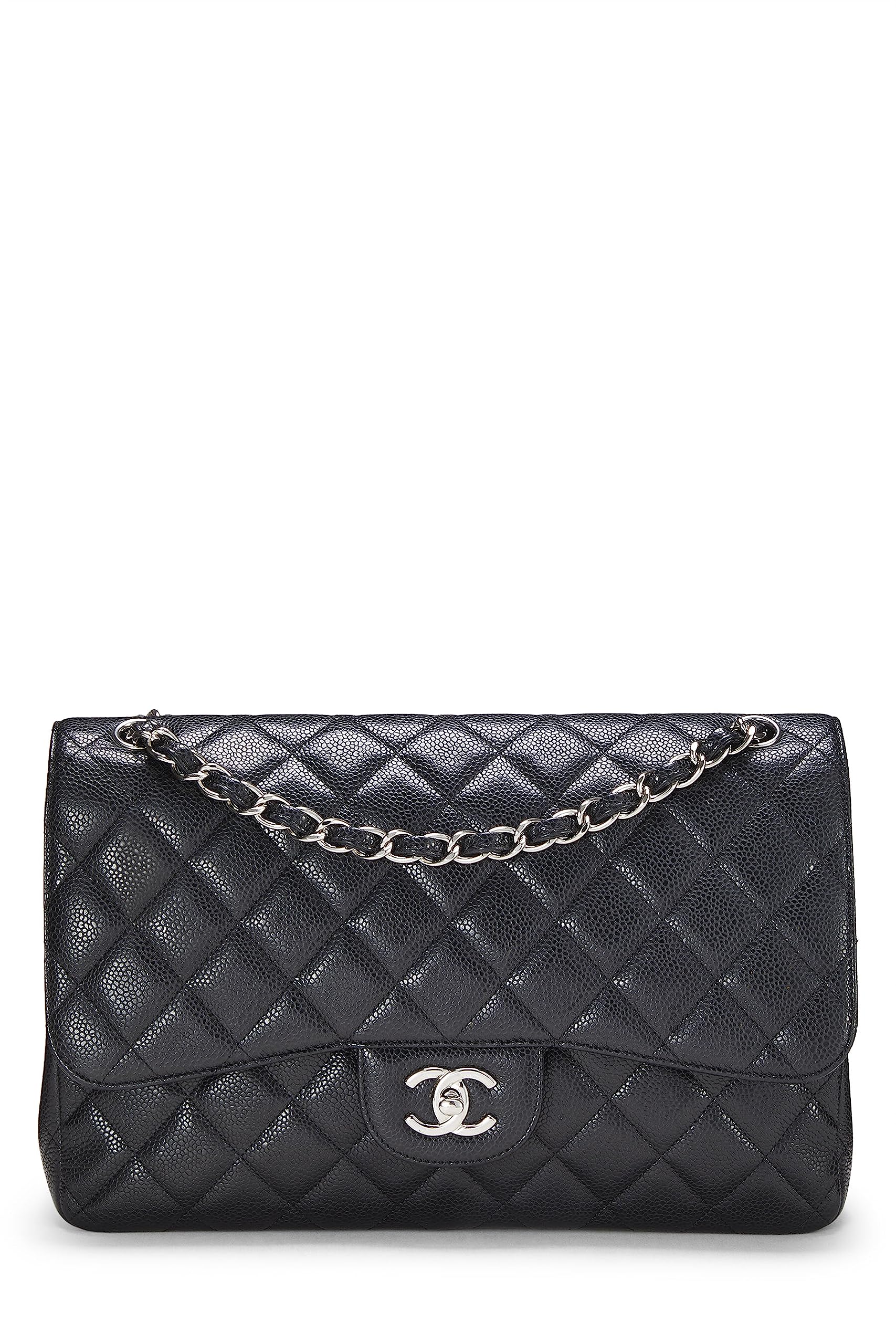 Chanel,  Black Quilted Caviar New Classic Flap Jumbo, Black