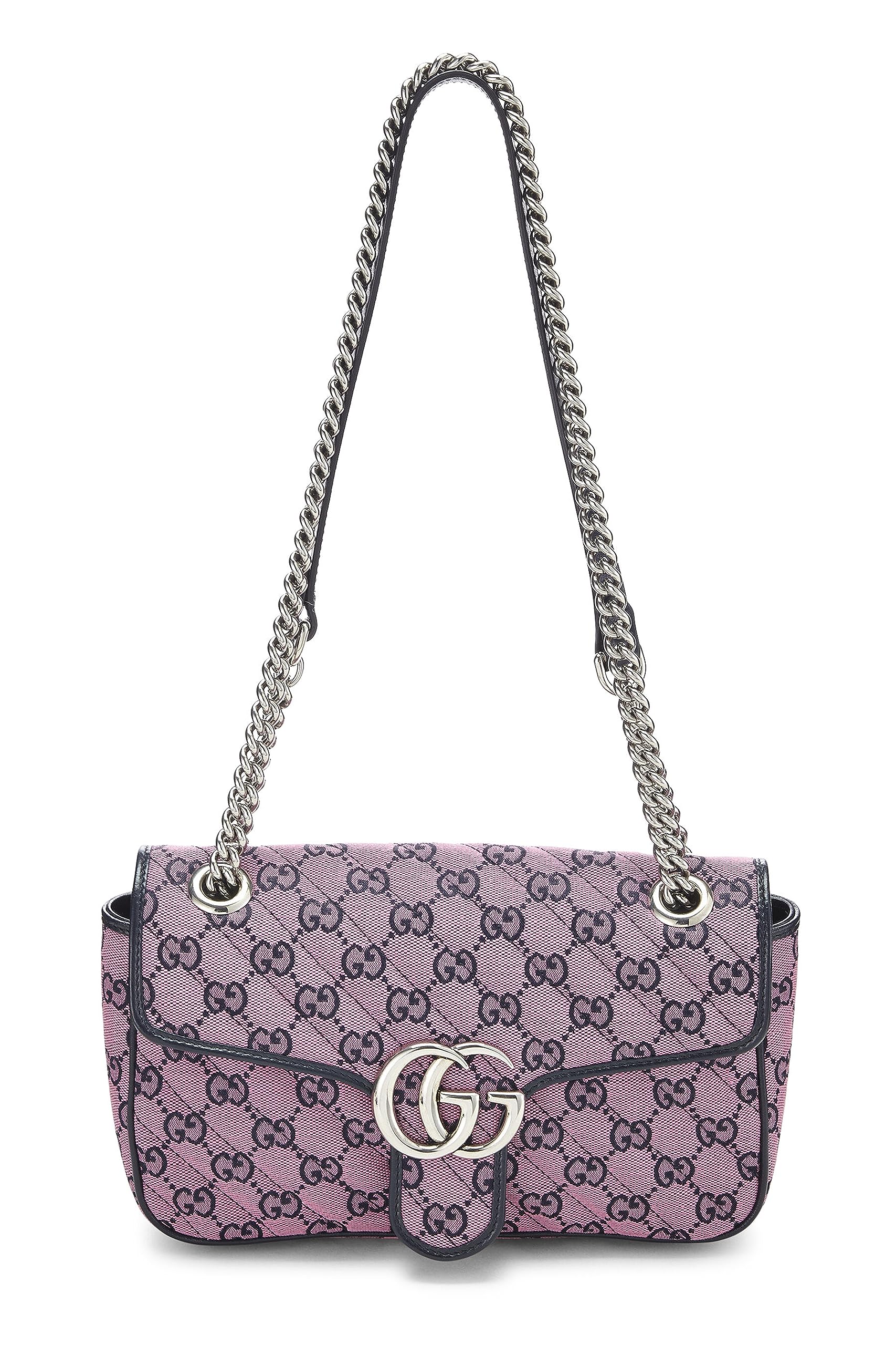 Gucci,  Pink Canvas GG Marmont Shoulder Bag Small, Pink