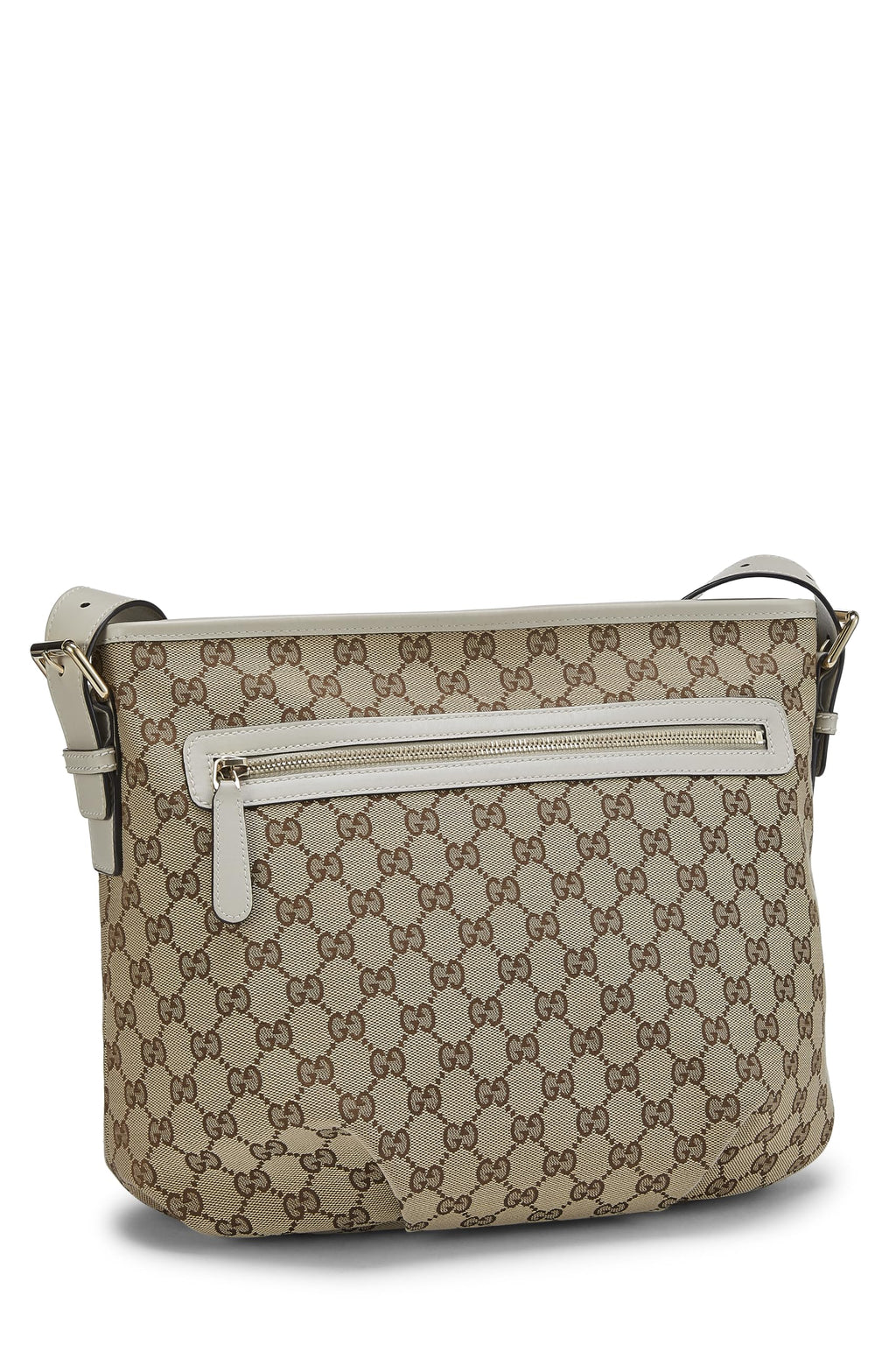 Gucci,  Original Gucci Canvas Zip Pocket Crossbody Large, White
