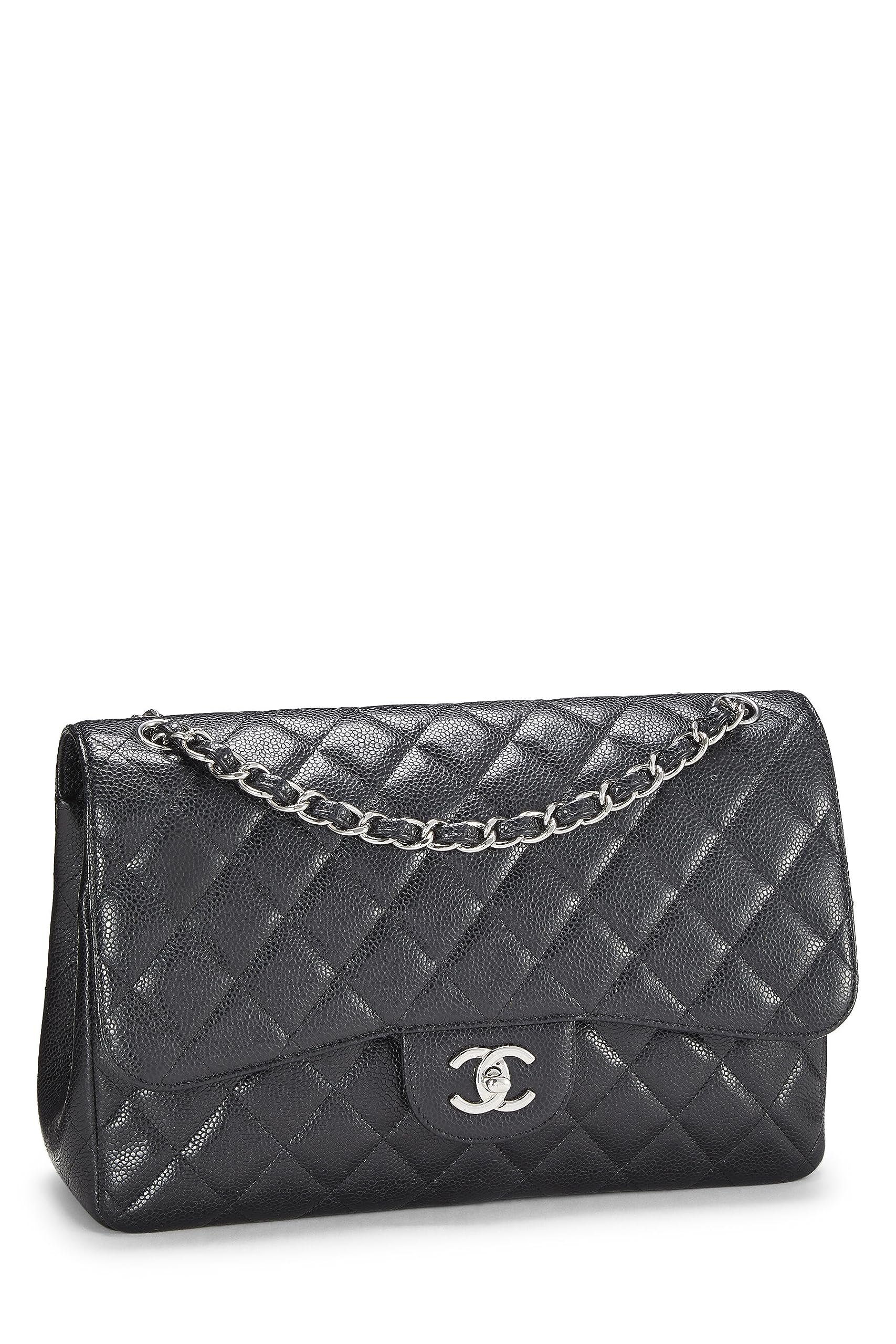 Chanel,  Black Quilted Caviar New Classic Flap Jumbo, Black