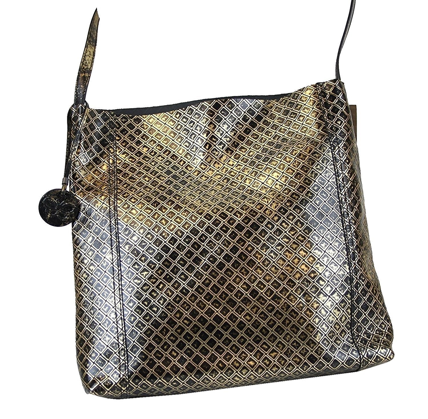 Bottega Veneta Women's Gold / Black Leather Medium Intrecciomirage Messenger Bag 298785 8414