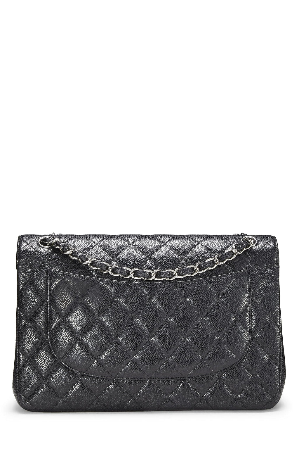 Chanel,  Black Quilted Caviar New Classic Flap Jumbo, Black