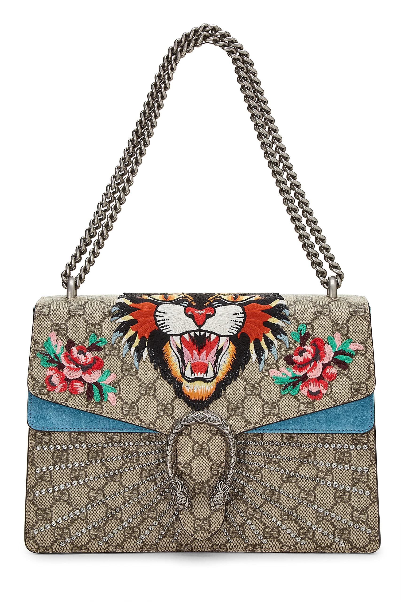 Gucci,  Blue GG Supreme Canvas Embellished Tiger Dionysus Shoulder Medium, Blue