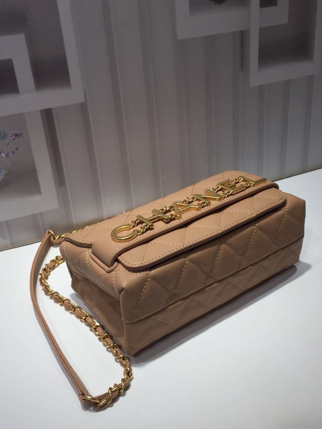 ChanelFront Logo Small GlamIap Bag Gold Hardware Apricot For Women Handbags, Shoulder Bags 8.2in/21cm AS1490