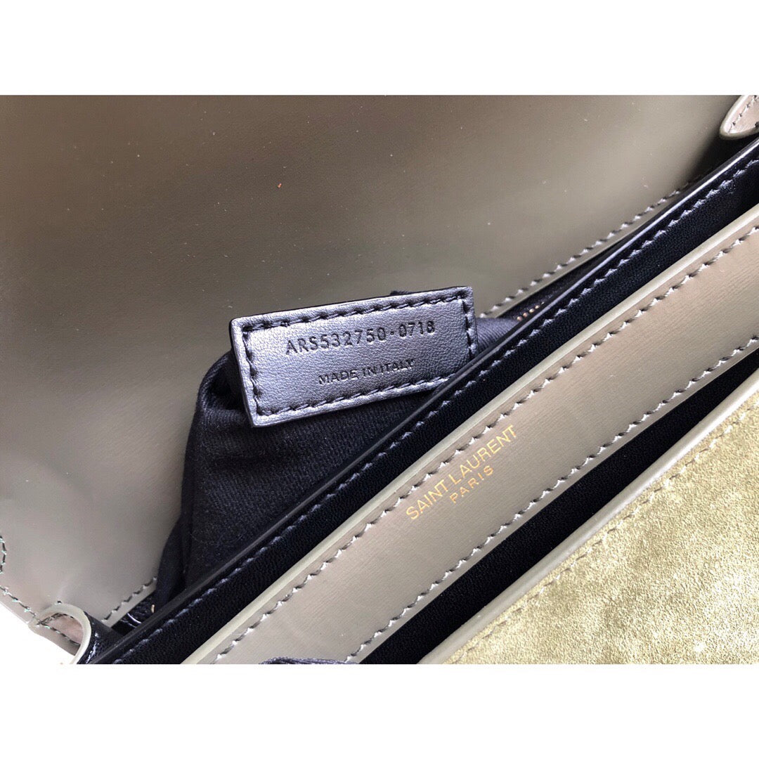 YSSL Cassandra Medium Chain Bag In Box And Velvet Green For Women 8in/22cm YSL