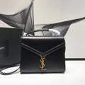 YSSL Cassandra Medium Top Handle Bag In Grain Black For Women 9in/24.5cm YSL 623931BOW0W1000