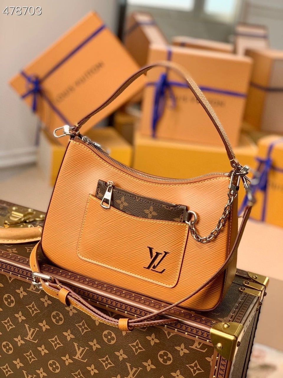 Louis Vuitton Marelle Tote MM Gold Miel Brown For Women,  Shoulder And Crossbody Bags 11.8in/30cm Louis Vuitton M59953