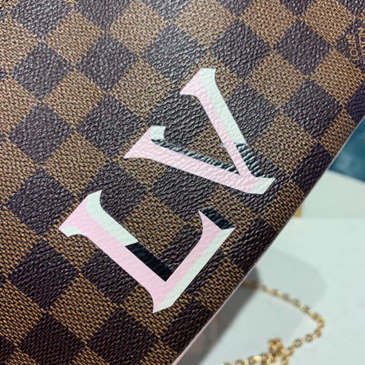Louis Vuitton Pochette Double Zip Damier Ebene Canvas Rose Ballerine Pink For Women, Women’s Bags, Shoulder And Crossbody Bags 7.9in/21cm Louis Vuitton N60254