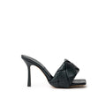 Bottega Veneta Green Leather Stiletto Heel Women's Sandals