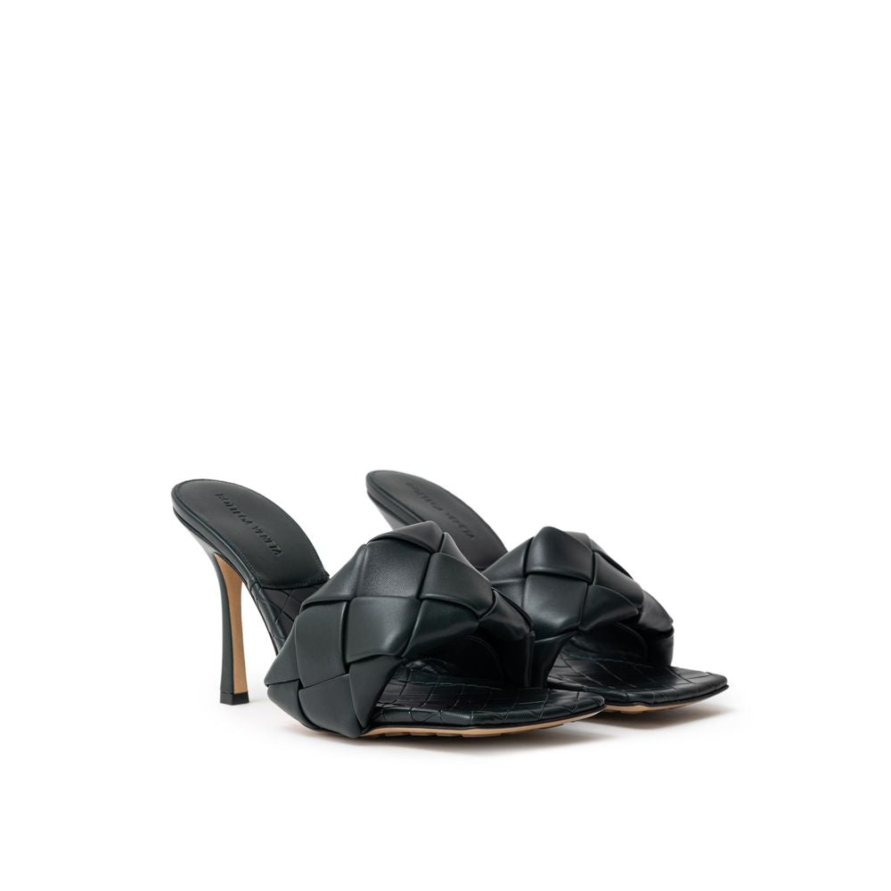 Bottega Veneta Green Leather Stiletto Heel Women's Sandals