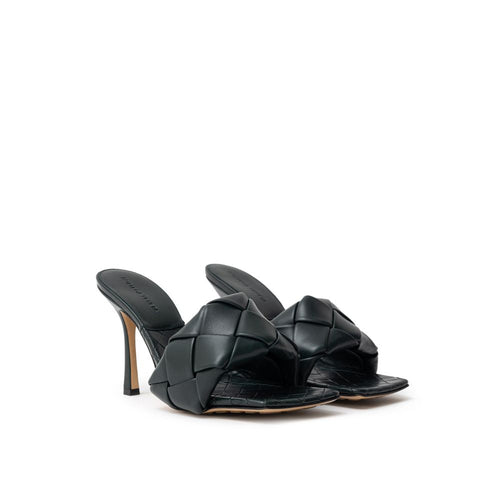 Bottega Veneta Green Leather Stiletto Heel Women's Sandals