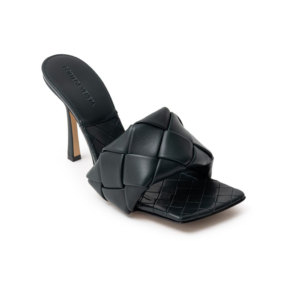 Bottega Veneta Green Leather Stiletto Heel Women's Sandals