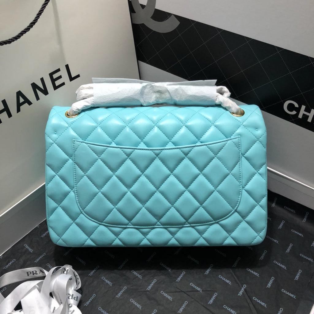 ChanelLarge Classic Handbag Gold Hardware Blue For Women Handbags, Shoulder Bags 11.8in/30cm