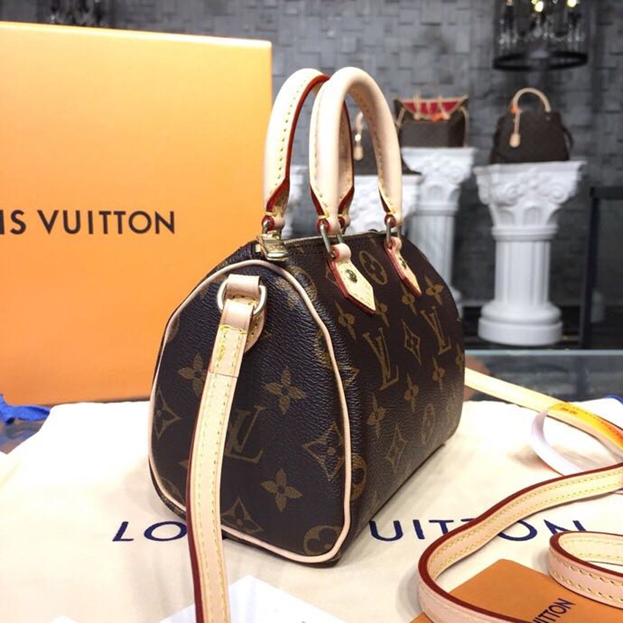 Louis Vuitton Nano Speedy Monogram Canvas For Women,  Shoulder And Crossbody Bags 6.3in/16cm Louis Vuitton M61252