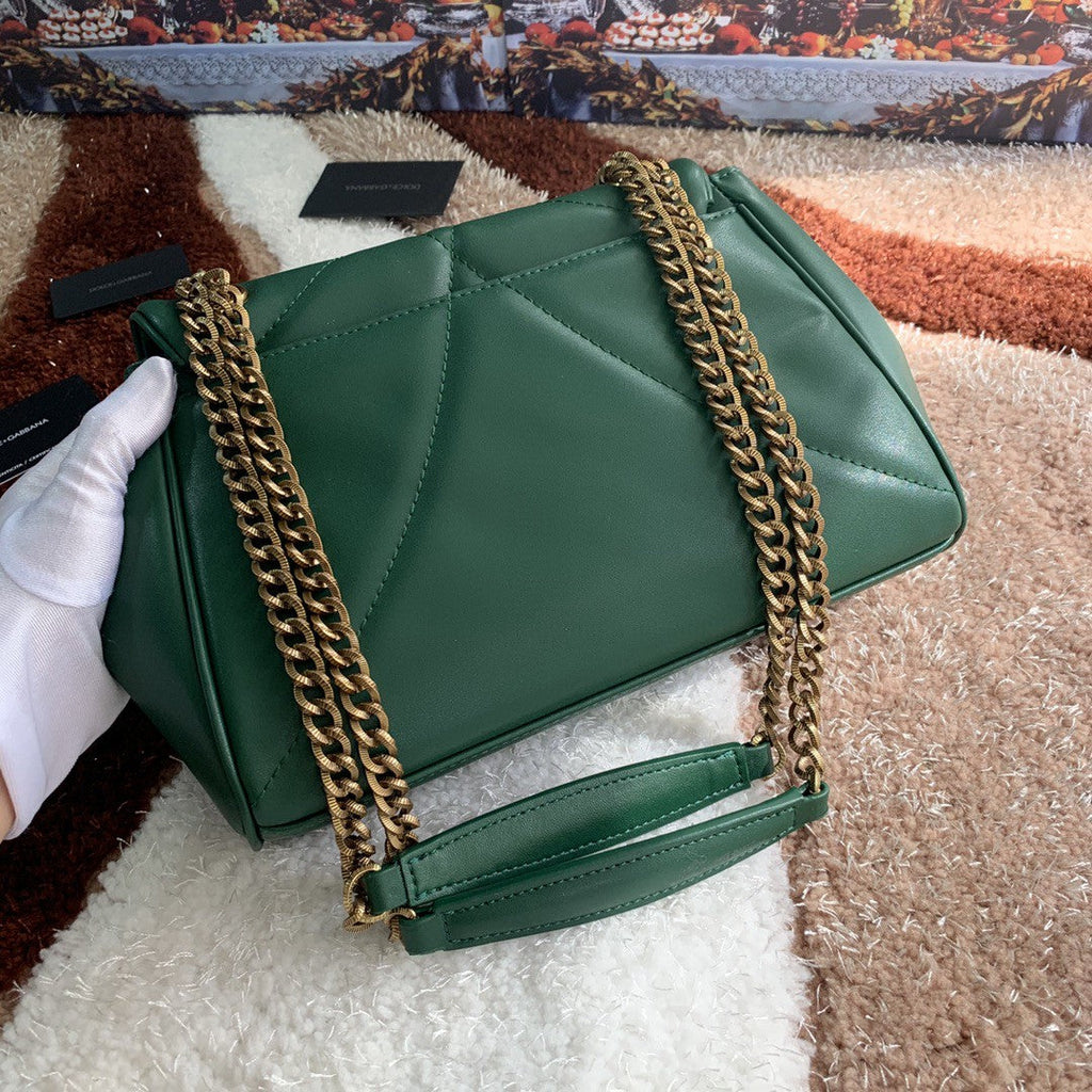 DG MeDiorum Devotion Shoulder Bag In Quilted Nappa Green For Women 10.2in/26cm DG