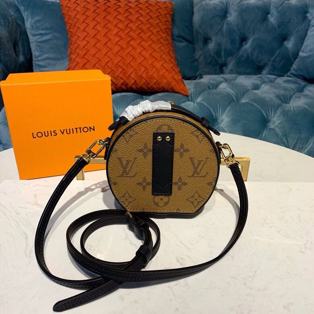 Louis Vuitton Mini Boite Chapeau Monogram Reverse Canvas For Women, WomenÃƒÂ¢Ã¢â€šÂ¬Ã¢â€žÂ¢s Chain And Strap Wallet, Shoulder And Crossbody Wallet 5.1in/13cm Louis Vuitton M68276