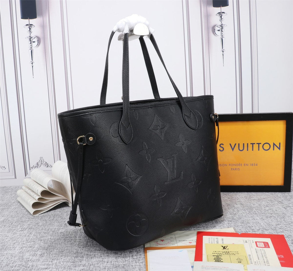 Louis Vuitton Neverfull MM Tote Bag Monogram Empreinte Black For Women,  Shoulder Bags 12.2in/31cm Louis Vuitton M45685