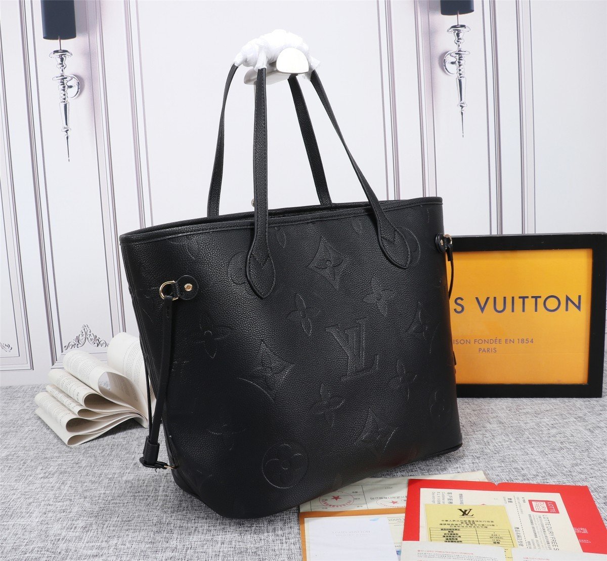 Louis Vuitton Neverfull MM Tote Bag Monogram Empreinte Black For Women,  Shoulder Bags 12.2in/31cm Louis Vuitton M45685