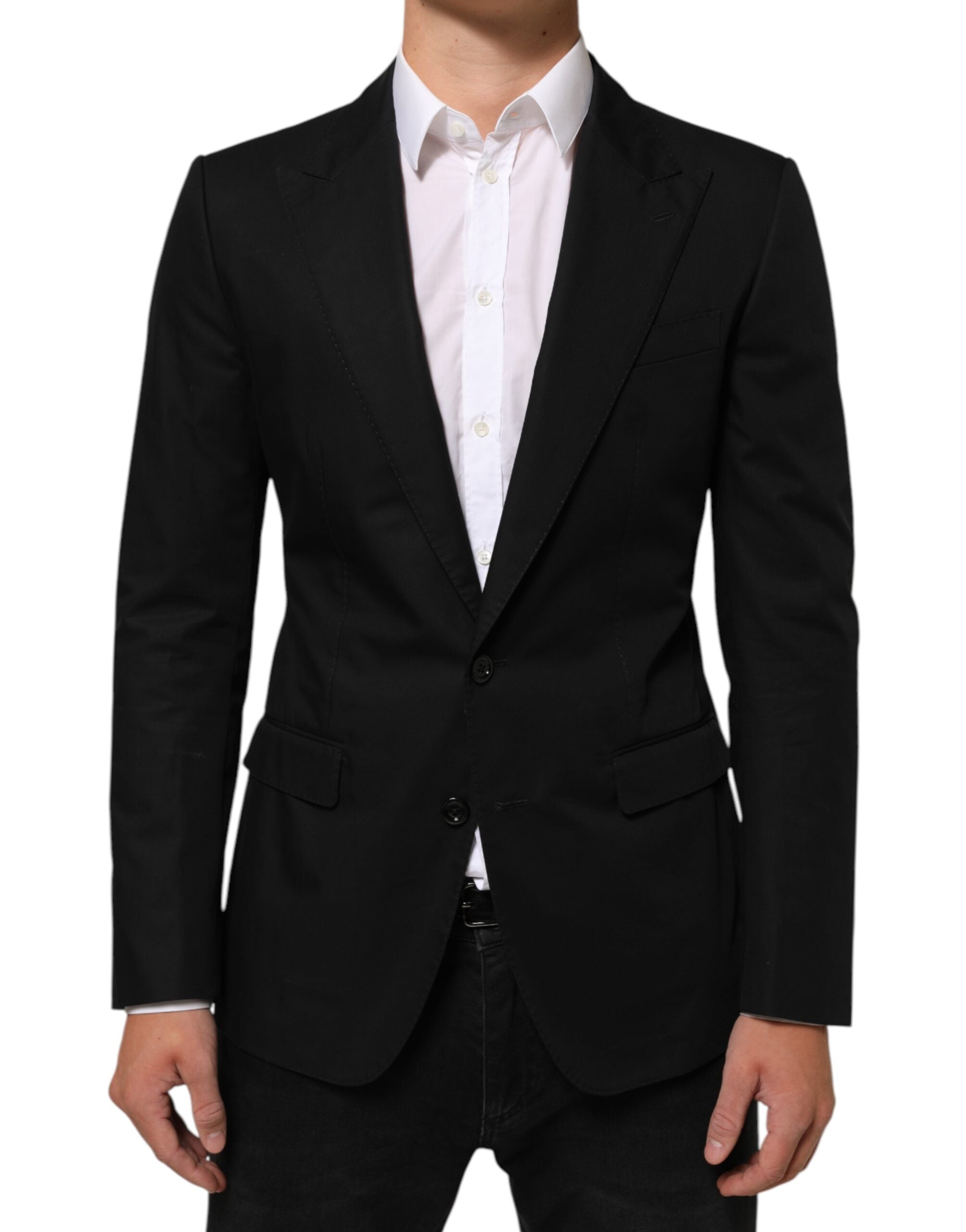 Dolce & Gabbana Black Wool 2 Buttons Suit Men Jacket Blazer