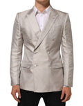 Dolce & Gabbana Beige MARTINI Double-Breasted Suit Blazer