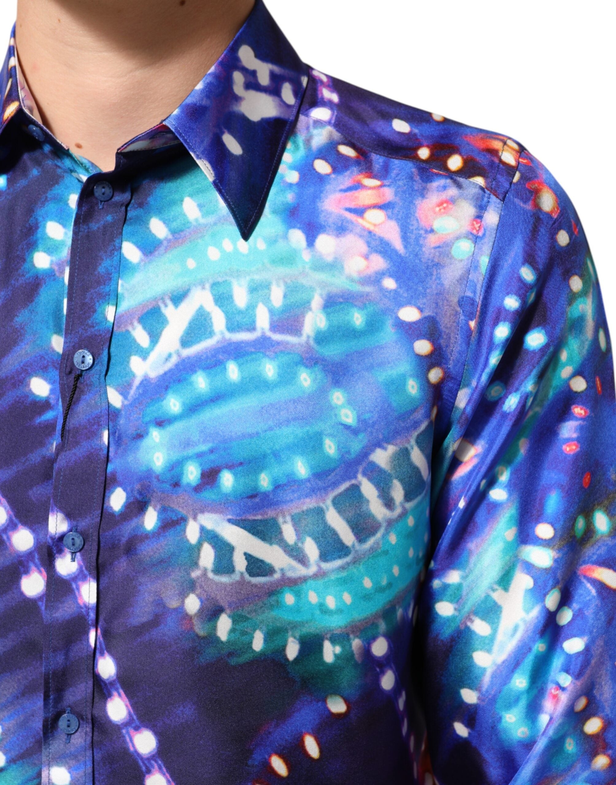 Dolce & Gabbana Multicolor Luminarie MARTINI Slim Men Shirt