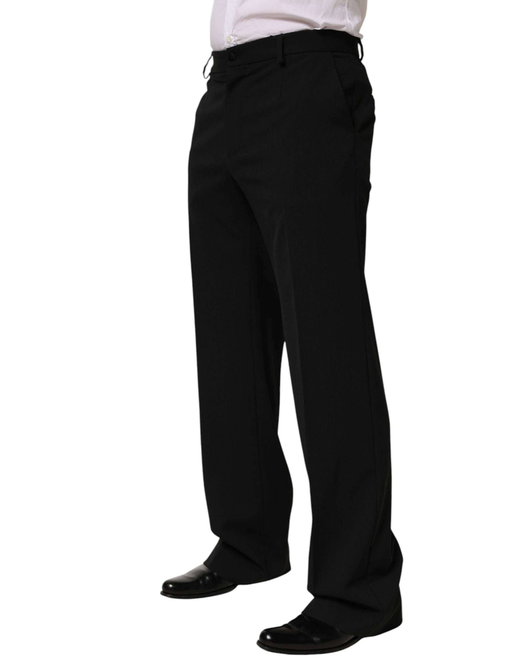 Dolce & Gabbana Black Wool Formal Dress Men Trouser Pants
