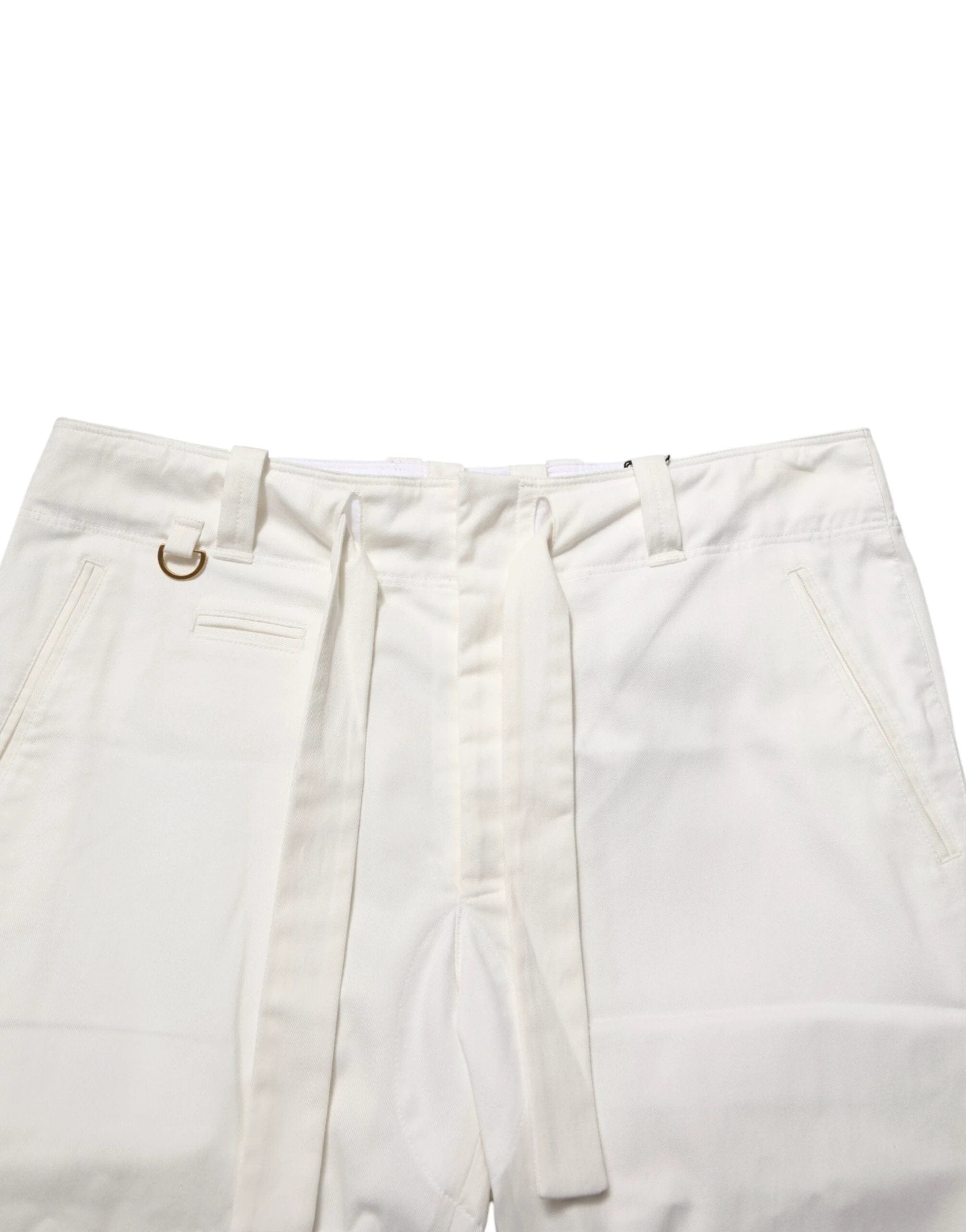Dolce & Gabbana White Cotton Stretch Cropped Trouser Pants
