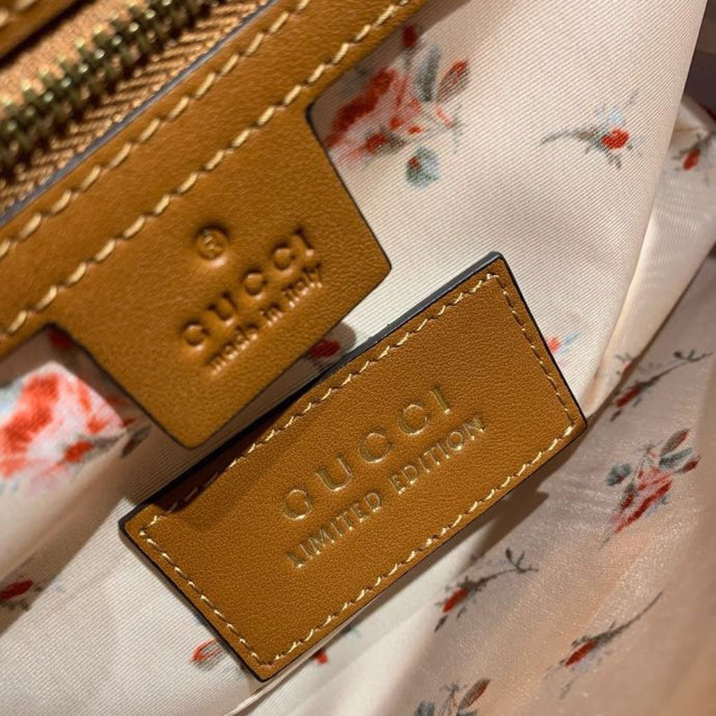 Gucci Marmont Rafa Straw Shoulder Bag Cream/Brown/Beige Gucci Chevron Matelassé Rafa Effect Fabric For Women 10in/26cm Gucci  ‎443497