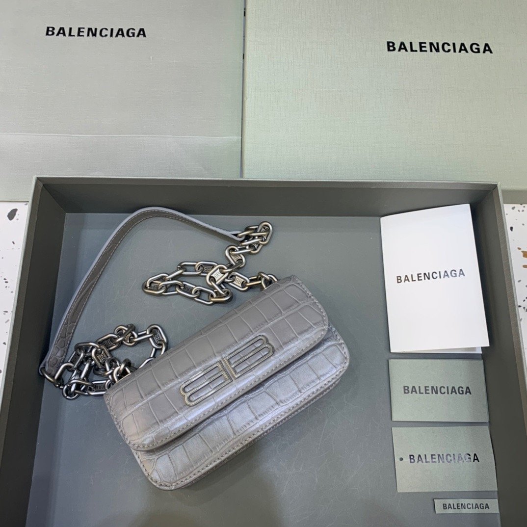 Gossip Small On Chain Shoulder Bag Gray, For Women,  Bags 7.4in/19cm